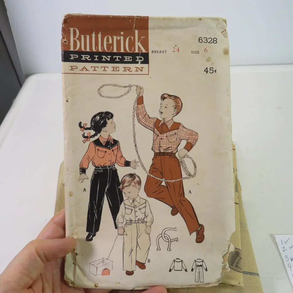 Butterick 6328 sewing pattern kids size 6 Western Shirt & Pants